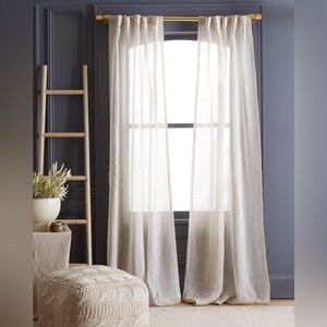 NWT QUINCE Set Of 4 48x84 European Linen Sheer Curtains Flax 5984